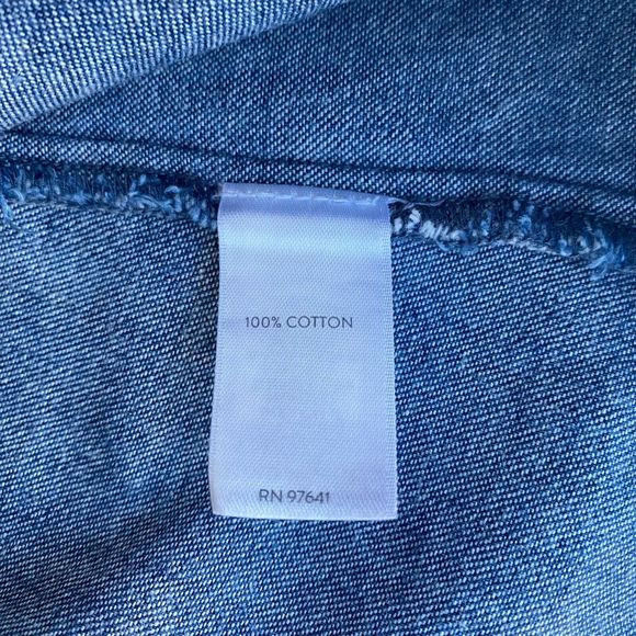 J Jill Denim Clearnight Dress PM Blue Button Round Neck 3/4 Sleeves Loose Fit - Picture 8 of 9